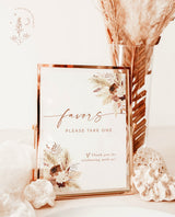Boho Favors Sign | Pampas Grass Favors Wedding Sign Template