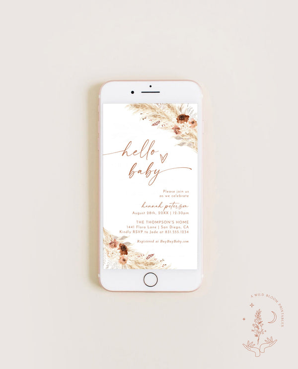Digital Fall Baby Shower Invite | Boho Girl Baby Shower 