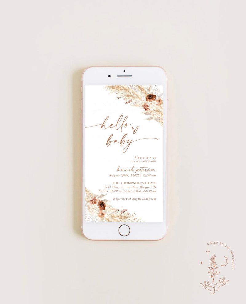 Digital Fall Baby Shower Invite | Boho Girl Baby Shower 
