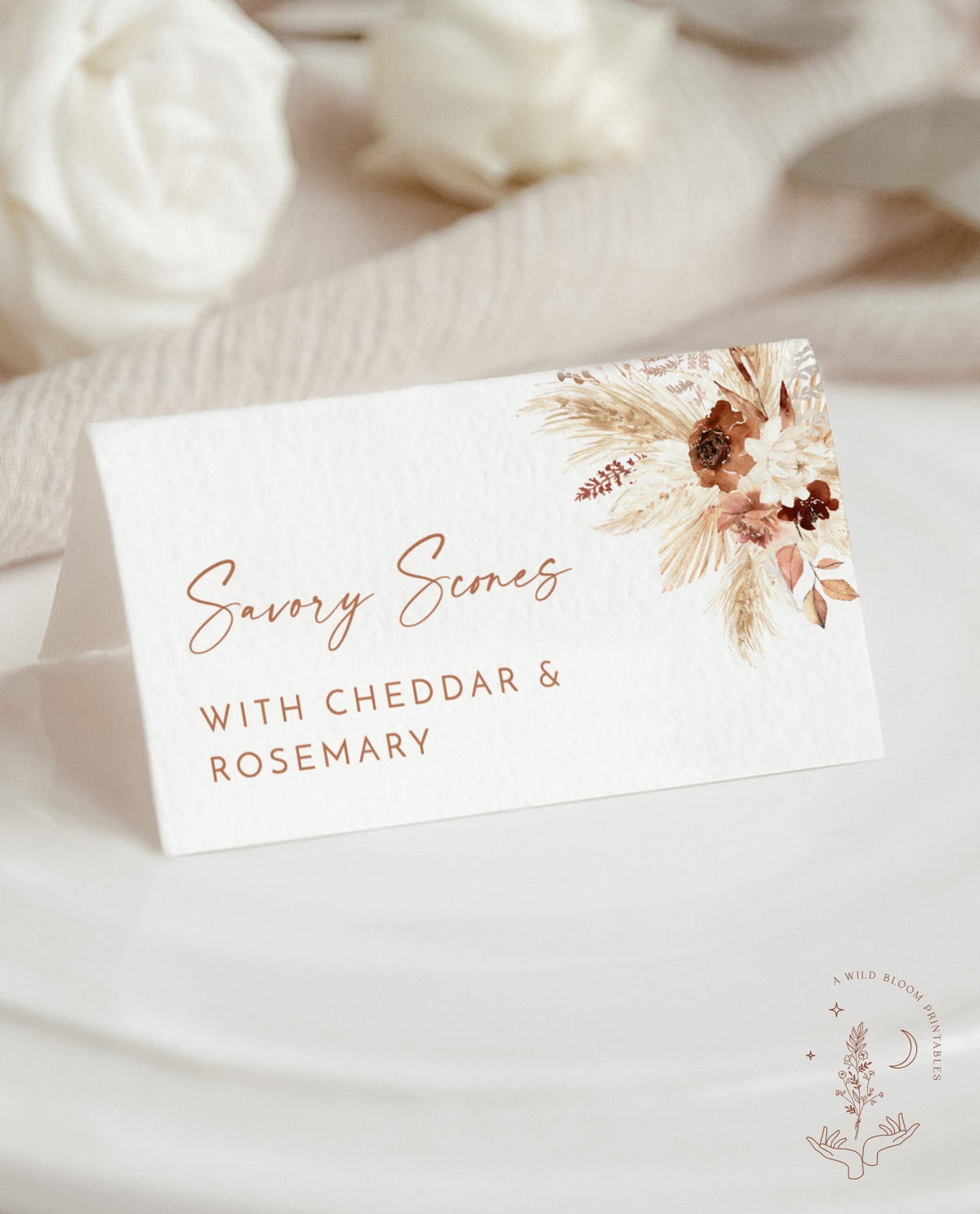 Boho Buffet Card Template | Pampas Grass Buffet Cards