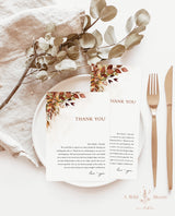 Fall Wedding Thank You Letter | Wedding Napkin Note