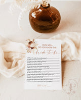 How Well Do You Know the Bride-to-Be Game | Boho Bridal Trivia Shower Game