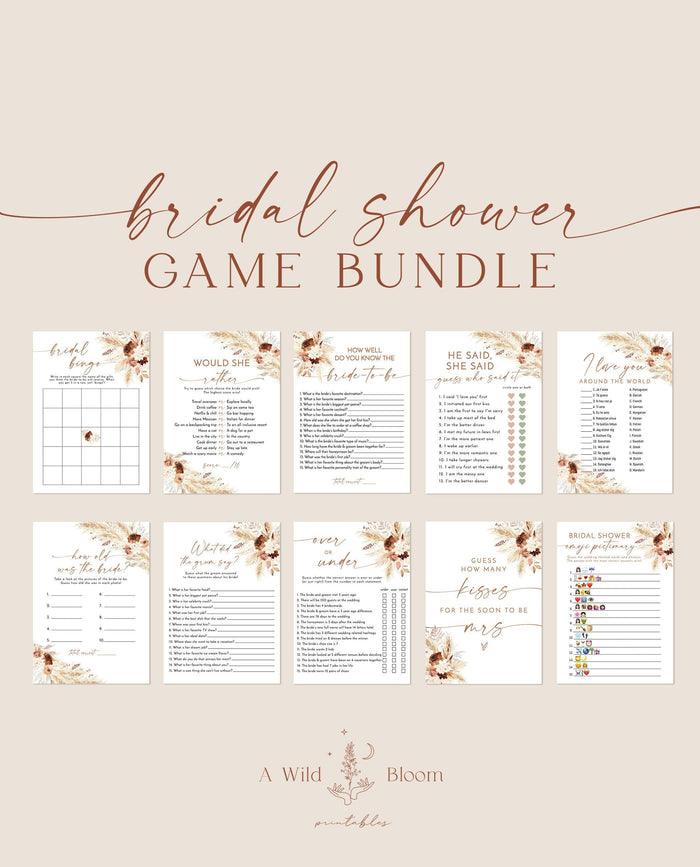 Bridal Shower Games Bundle | Boho Bridal Shower Games