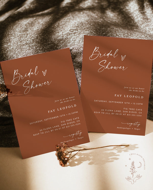 Terracotta Bridal Shower Invite | Fall Bridal Shower Invite 