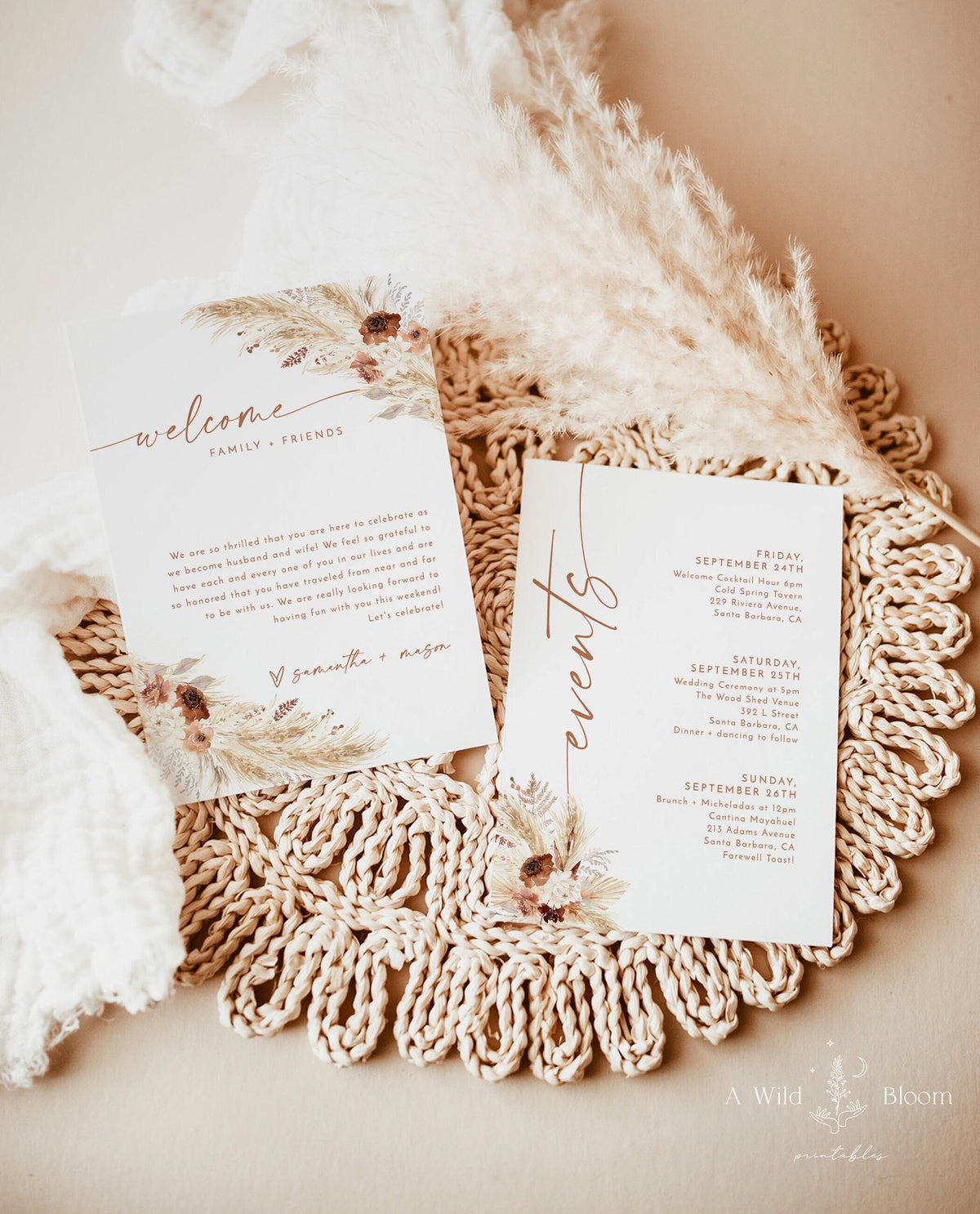 Boho Wedding Events Card | Weekend Events
