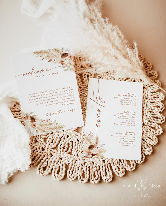 Boho Wedding Events Card | Weekend Events
