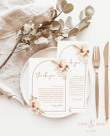 Boho Wedding Napkin Note | Pampas Grass Thank You Letter