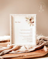 Bohemian Drink Menu Template | Pampas Grass Cocktail Menu