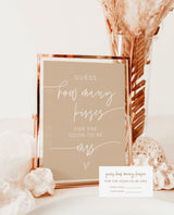 Boho Guess How Many Kisses For The Soon To Be Mrs | Beige Bridal Shower Game