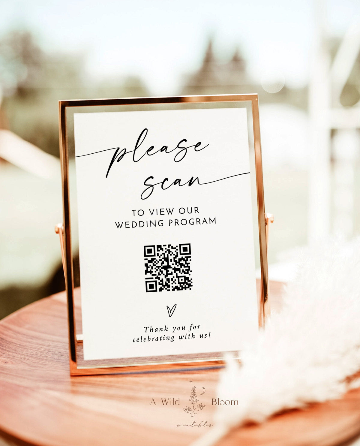 Wedding Program QR Code Sign | Minimalist Wedding QR Code
