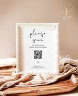 Wedding Program QR Code Sign | Minimalist Wedding QR Code