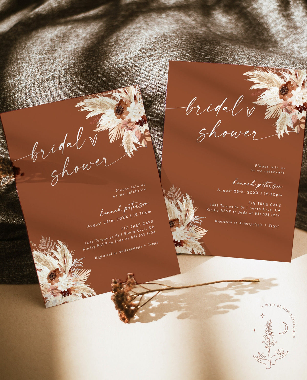 Boho Bridal Shower Invitation | Fall Bridal Shower Invite