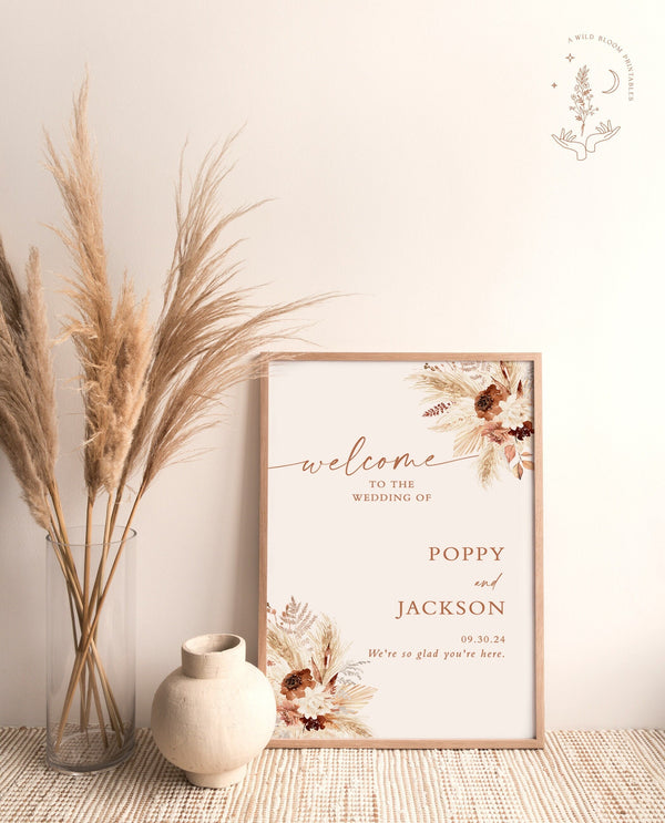 Boho Wedding Welcome Sign Template | Terracotta Wedding Welcome Poster | Wedding Welcome Sign | Desert Wedding Sign | A4