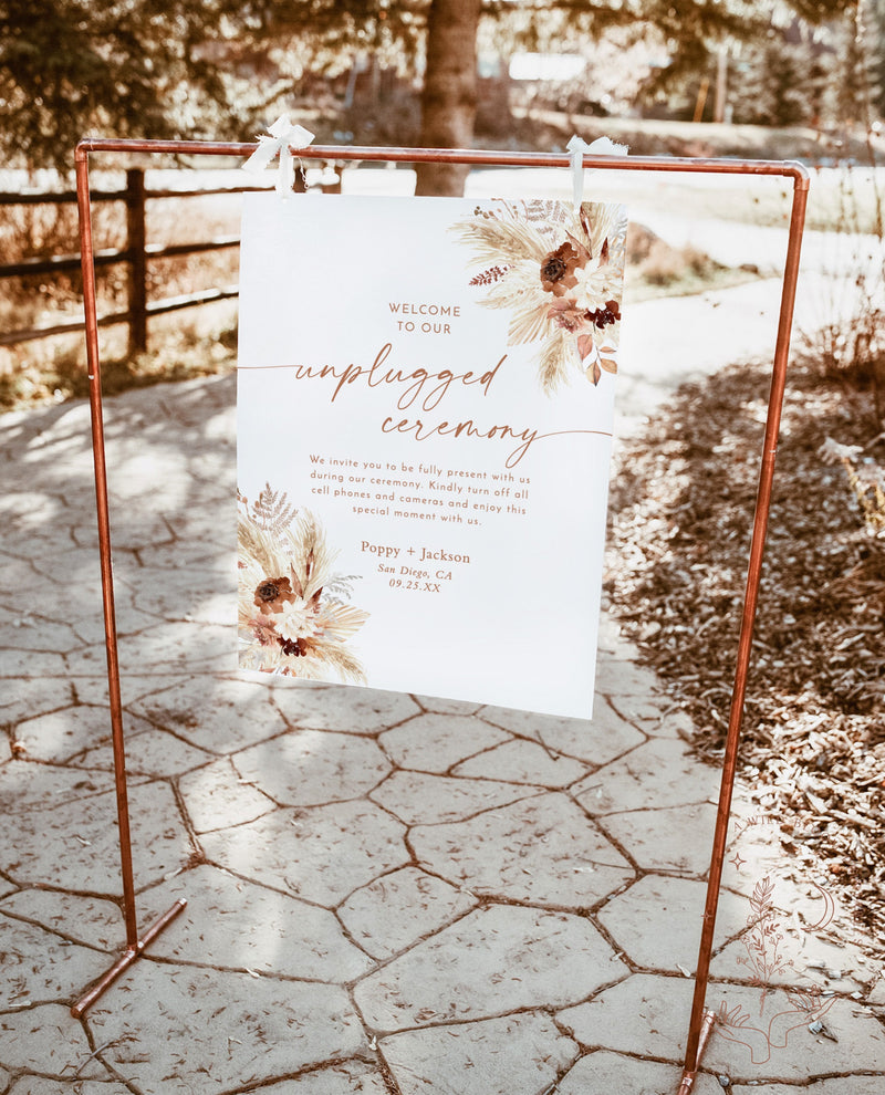 Boho Unplugged Wedding Sign | Pampas Grass Wedding 