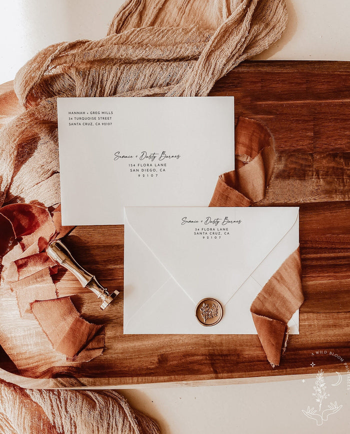 Minimalist Wedding Envelope Address Template | Modern Minimalist Envelopes