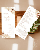 Pampas Grass Wedding Program | Desert Wedding Program