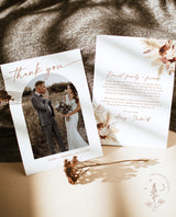 Photo Thank You Card Editable Template | Boho Wedding Thank You Card 
