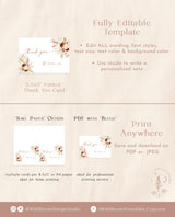 Boho Thank You Card Template | Editable Fall Thank You Cards