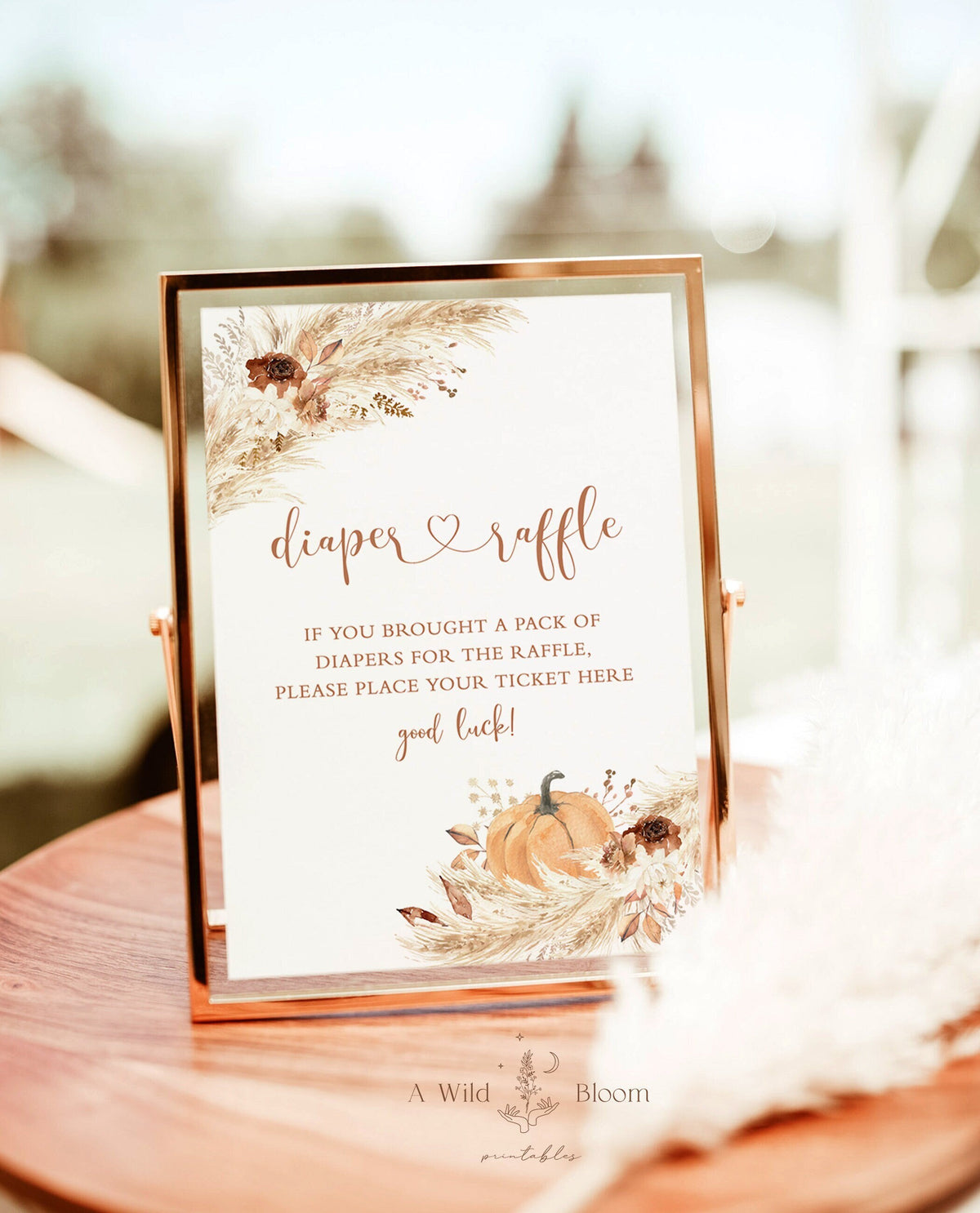 Diaper Raffle Baby Shower Sign | Boho Baby Shower Sign