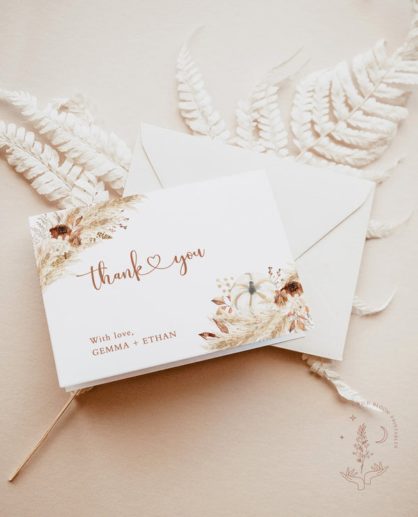 Boho Thank You Card Template | Fall Thank You Cards 