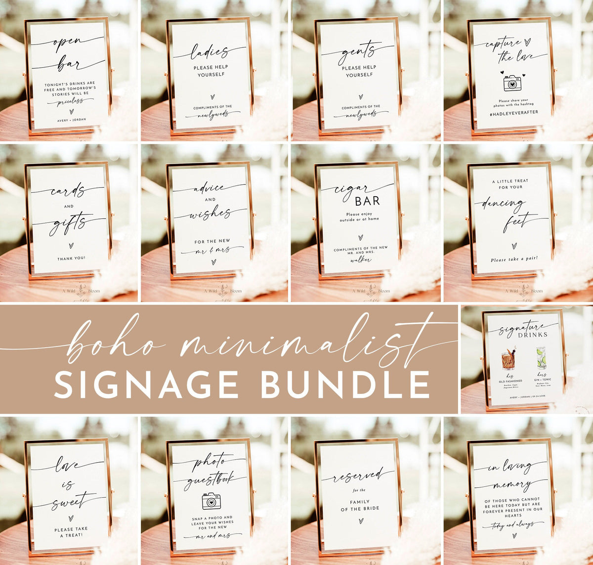 Minimalist Wedding Sign Bundle | Boho Wedding Signs