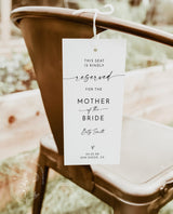 Reserved Chair Tags | Minimalist Reserved Tag | Modern Wedding Reserved Tag | Minimalist Wedding Reserved Seat Sign | Chair Tag Template M9