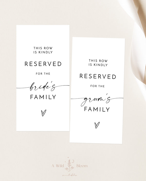 Reserved Chair Tags | Minimalist Reserved Tag | Modern Wedding Reserved Tag | Minimalist Wedding Reserved Seat Sign | Chair Tag Template M9