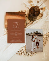 Minimalist Wedding Invitation Template | Editable Terracotta Wedding Invite