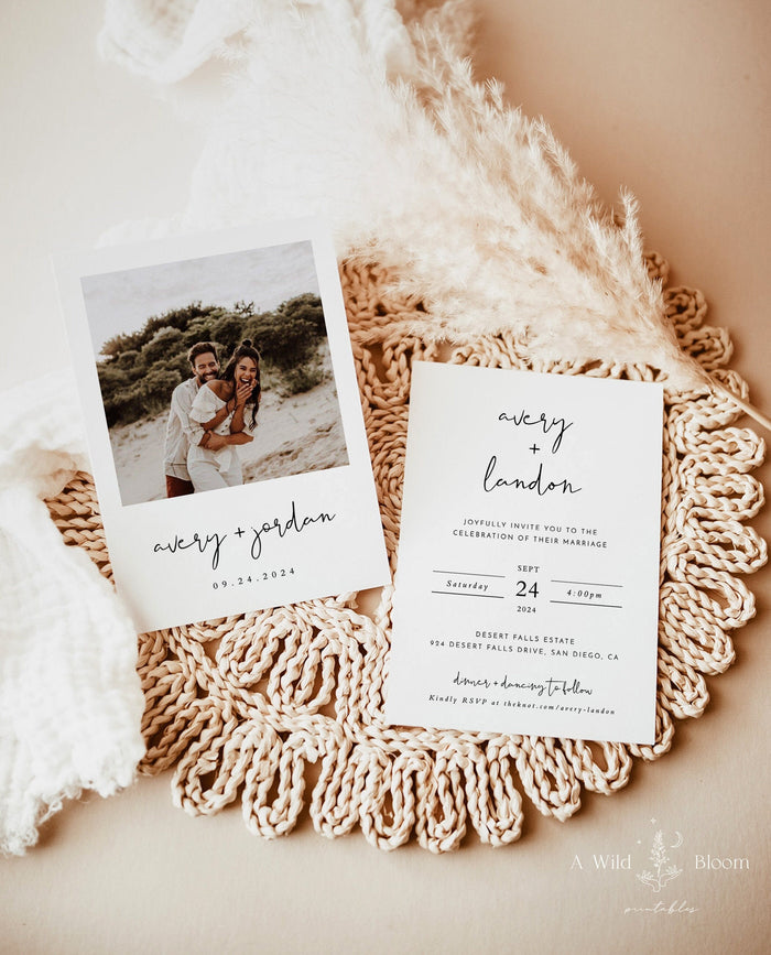 Minimalist Wedding Invitation Template | Editable Minimalist Wedding Invite