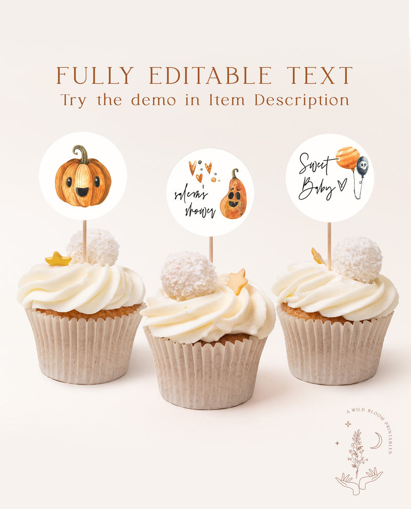 Halloween Cupcake Toppers | Pumpkin Baby Shower 