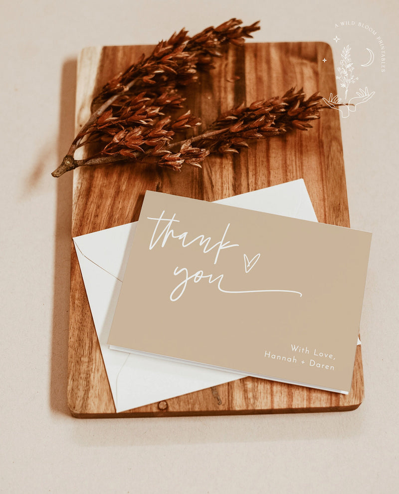 Minimalist Thank You Card Template | Beige Thank You Cards 