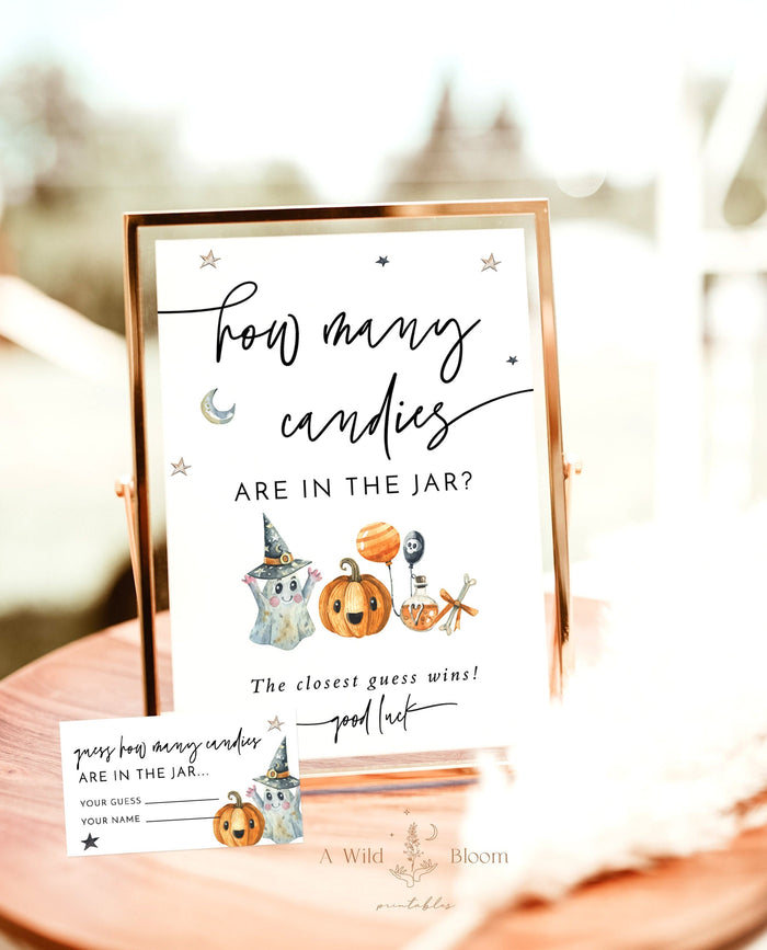 Halloween Guess How Many Candies Baby Shower Game | Pumpkin Baby Shower Game