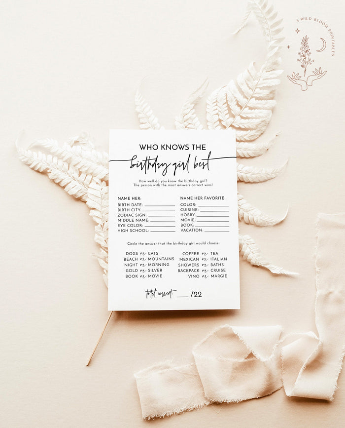 Who Knows Birthday Girl Best Game | Minimalist Birthday Party