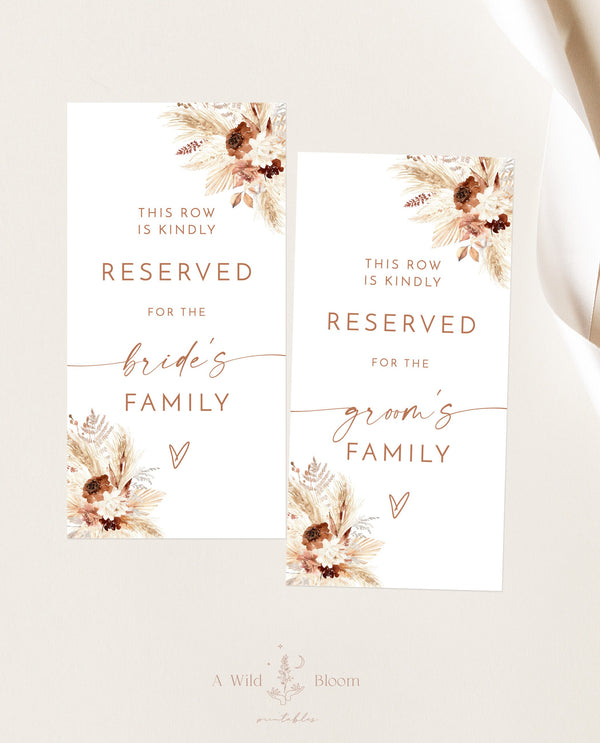 Boho Reserved Chair Tags | Family Reserved Tag | Fall Wedding Reserved Tag | Minimalist Wedding Reserved Seat Sign | Chair Tag Template | A4