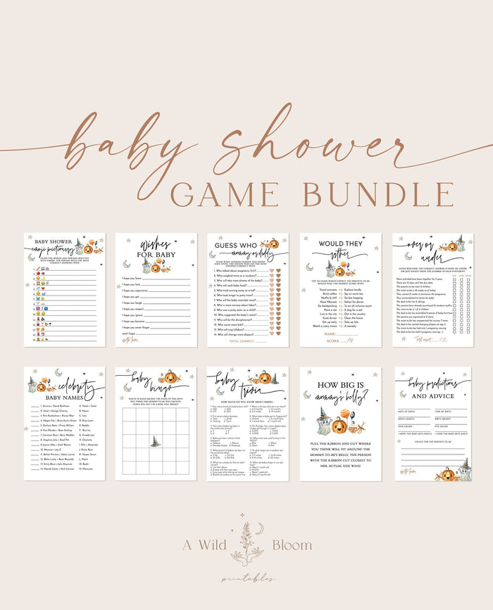 Halloween Baby Shower Games | Pumpkin Baby Shower Game Bundle