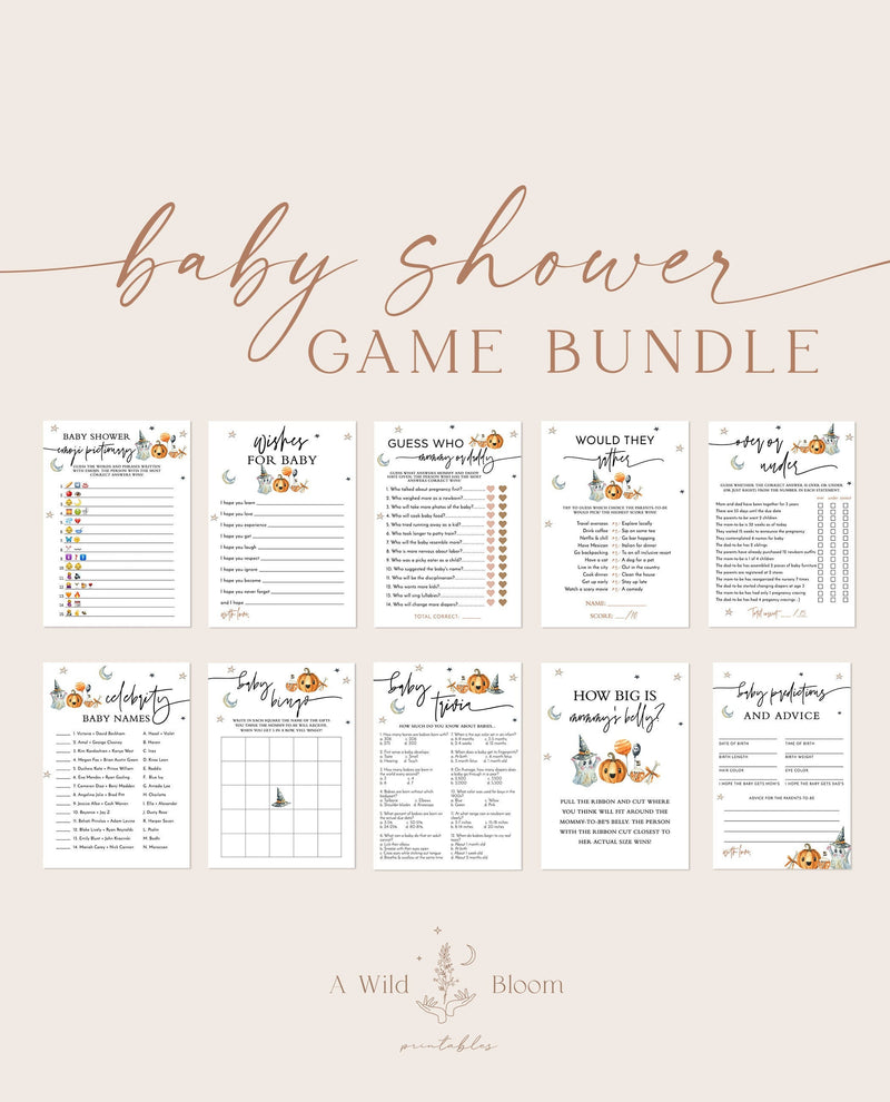 Halloween Baby Shower Games | Pumpkin Baby Shower Game Bundle 