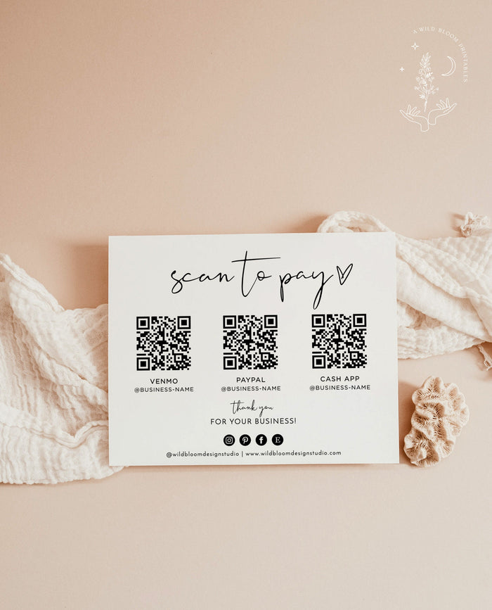 QR Code Sign | Minimalist Scan to Pay Sign