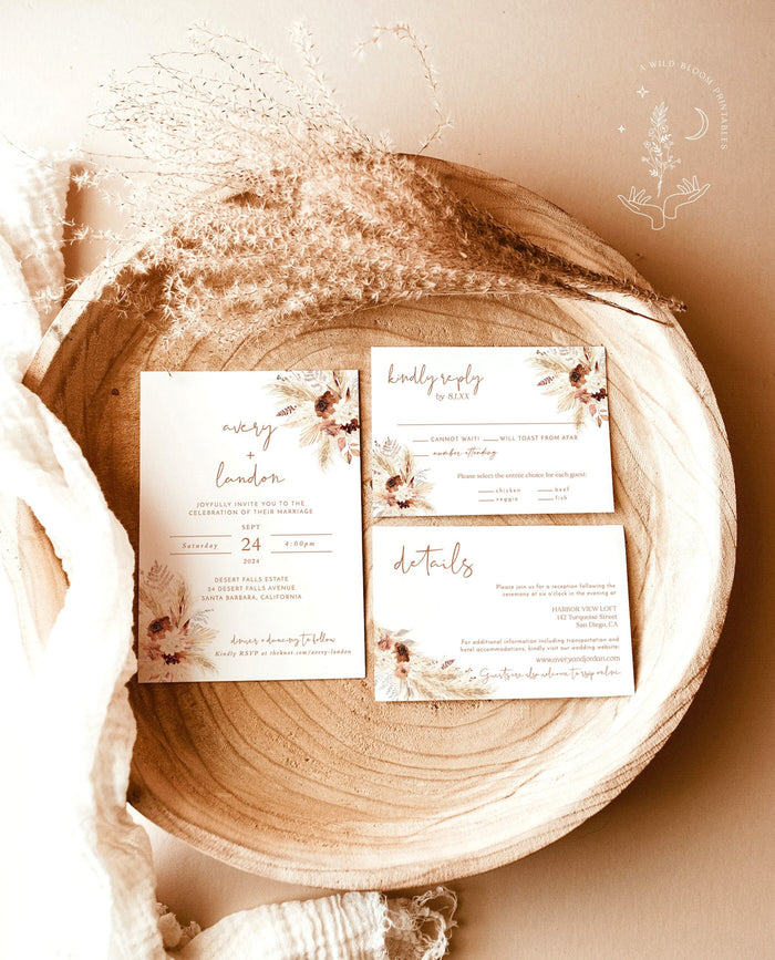 Fall Wedding Invitation Suite | Boho Wedding