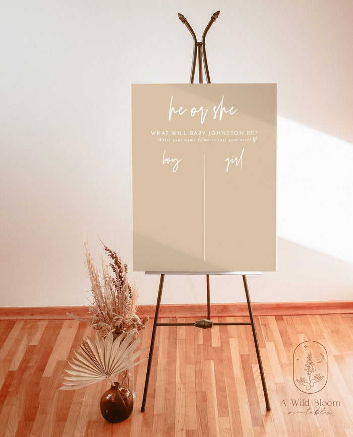 He or She What Will Baby Be Sign | Gender Guess Board