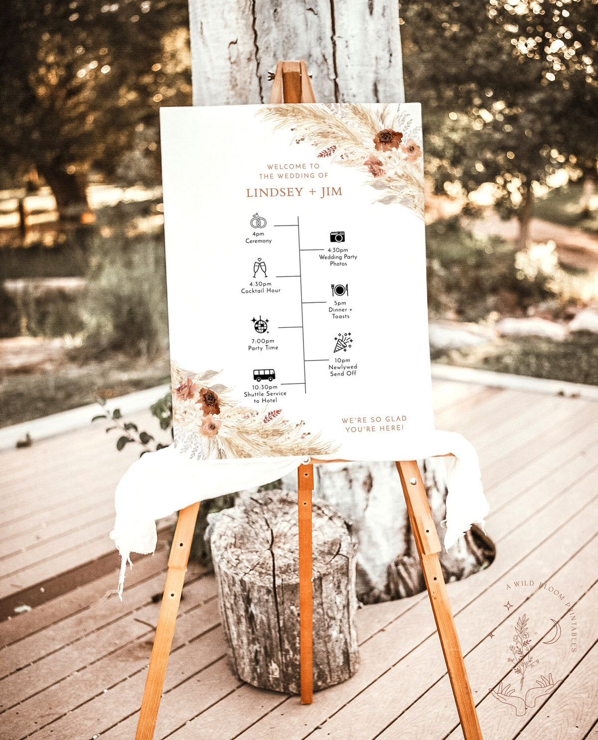 Boho Wedding Timeline Template | Welcome Timeline Poster