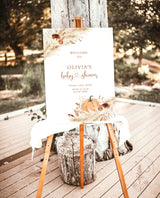 Boho Baby Shower Welcome Sign | Pampas Grass Baby Shower Welcome Poster