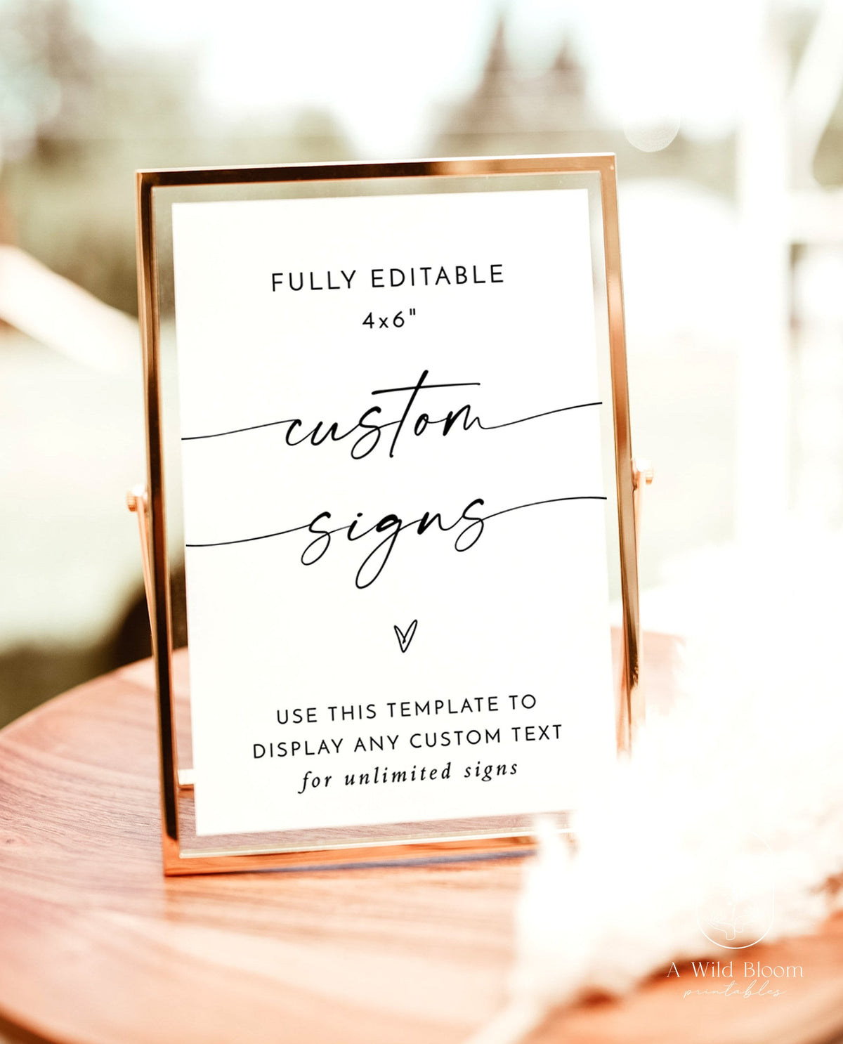 Minimalist Wedding 4x6" Sign | Customizable Wedding Signage