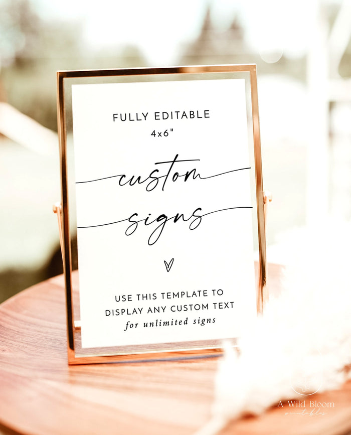 Minimalist Wedding 4x6" Sign | Customizable Wedding Signage