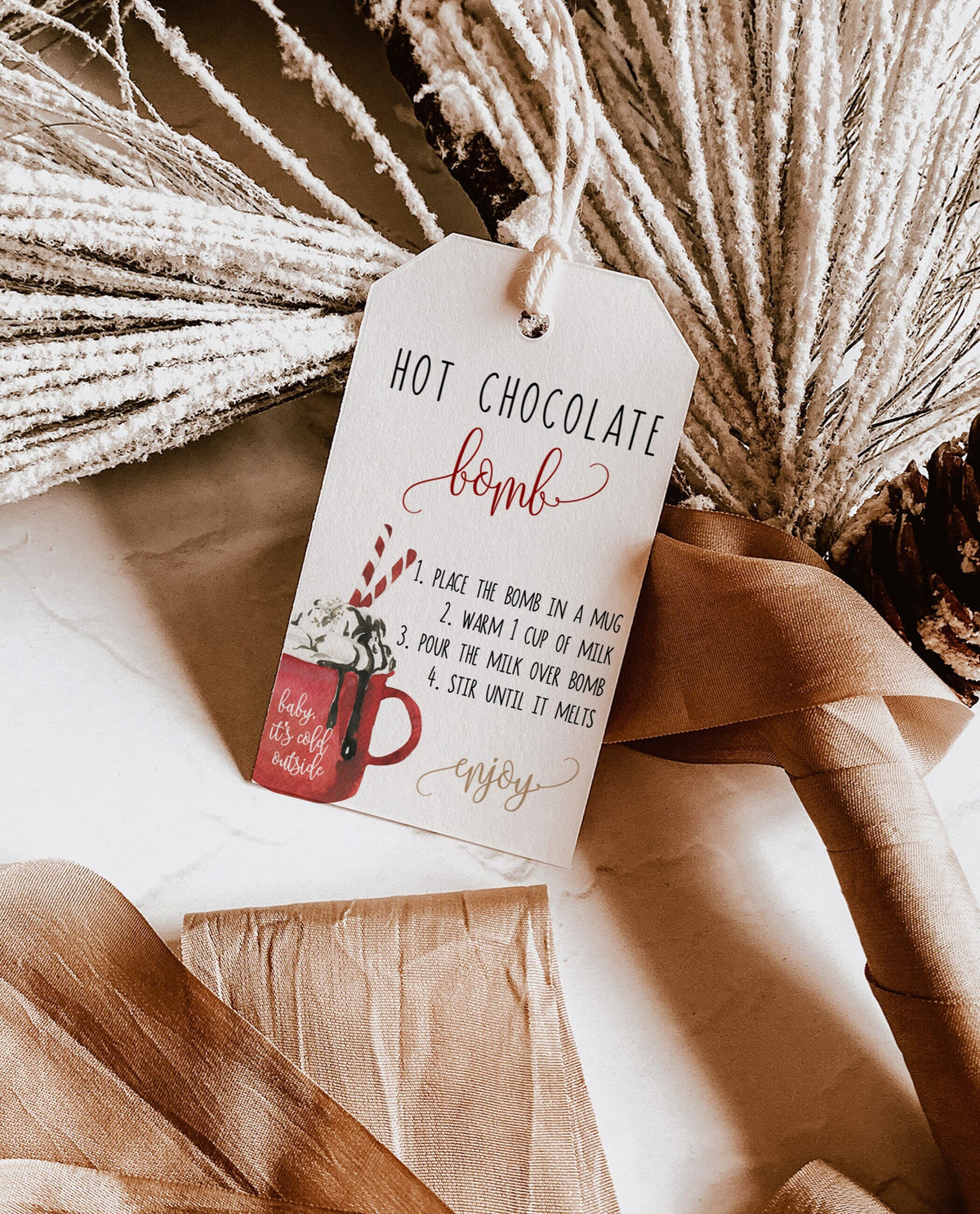 Christmas Hot Chocolate Bomb Tag | Cocoa Favor Tags