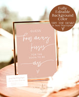 Boho Guess How Many Kisses For The Soon To Be Mrs | Beige Bridal Shower Game 