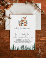 Woodland Winter Baby Shower Invitation Template | Baby It's Cold Outside 