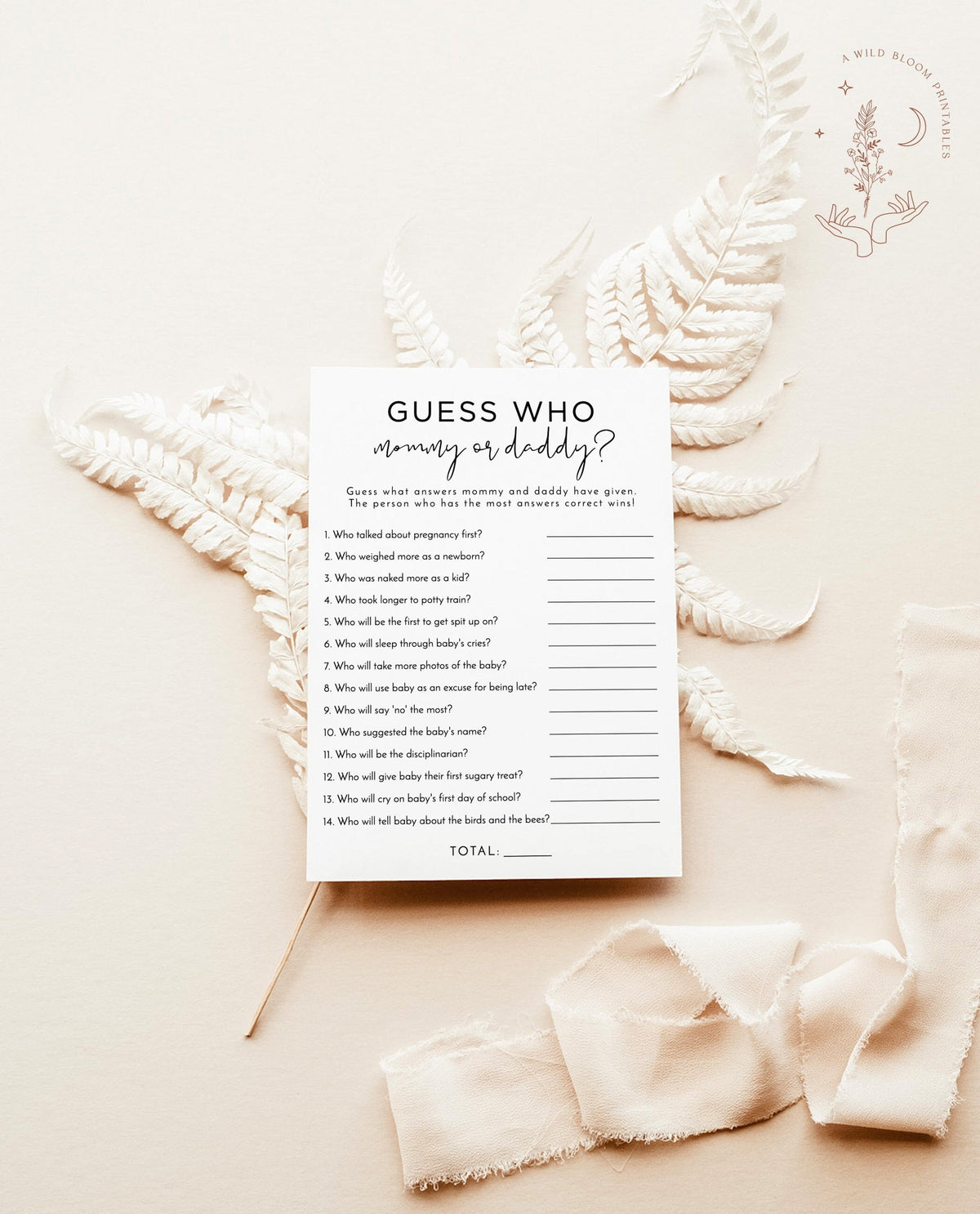 Mommy or Daddy Guess Who Game | Gender Neutral Baby Shower Game