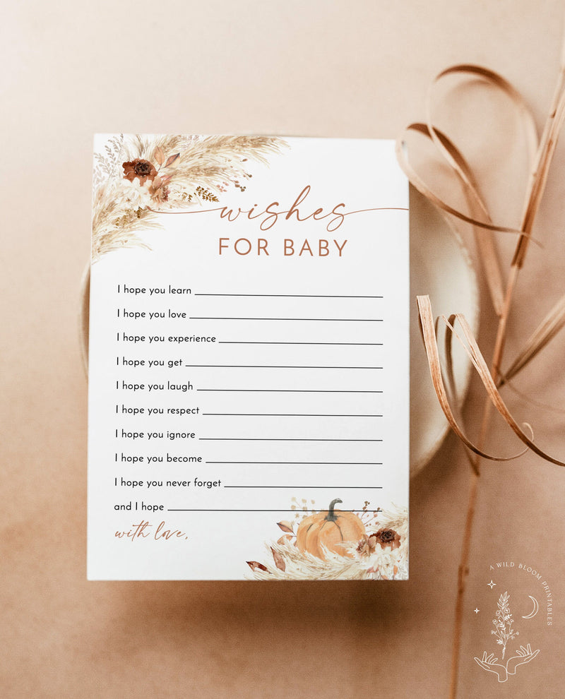Boho Wishes for Baby Shower Card | Pumpkin Baby Shower 