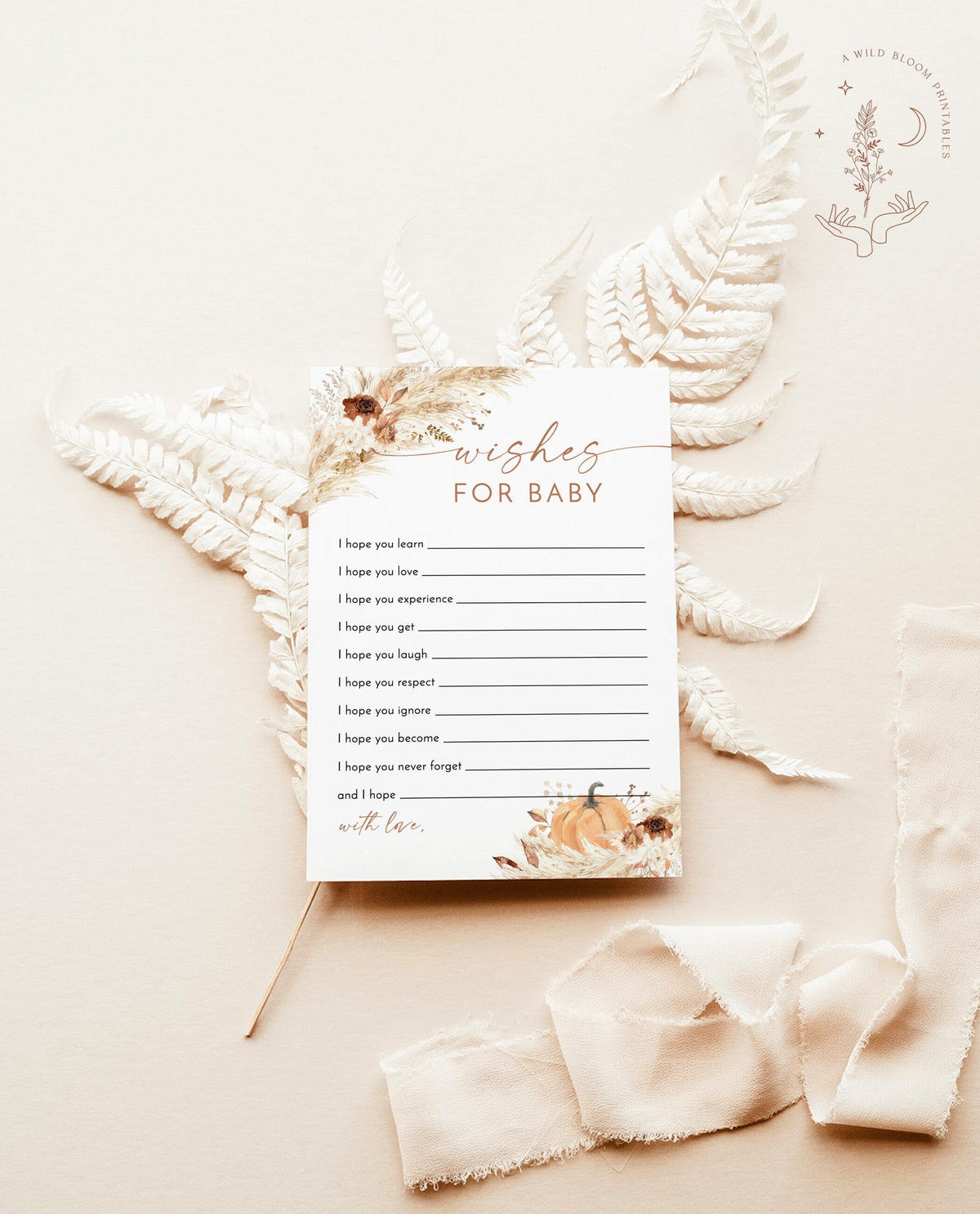 Boho Wishes for Baby Shower Card | Pumpkin Baby Shower