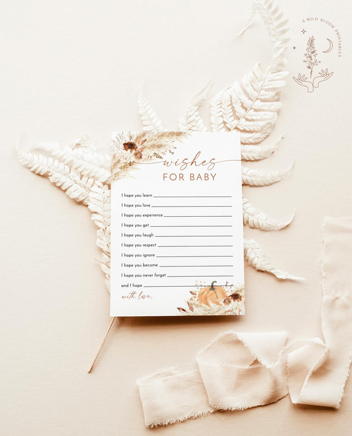 Boho Wishes for Baby Shower Card | Pumpkin Baby Shower